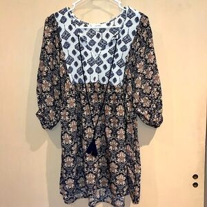 Umgee puffed sleeve mini dress or tunic boho styled size small